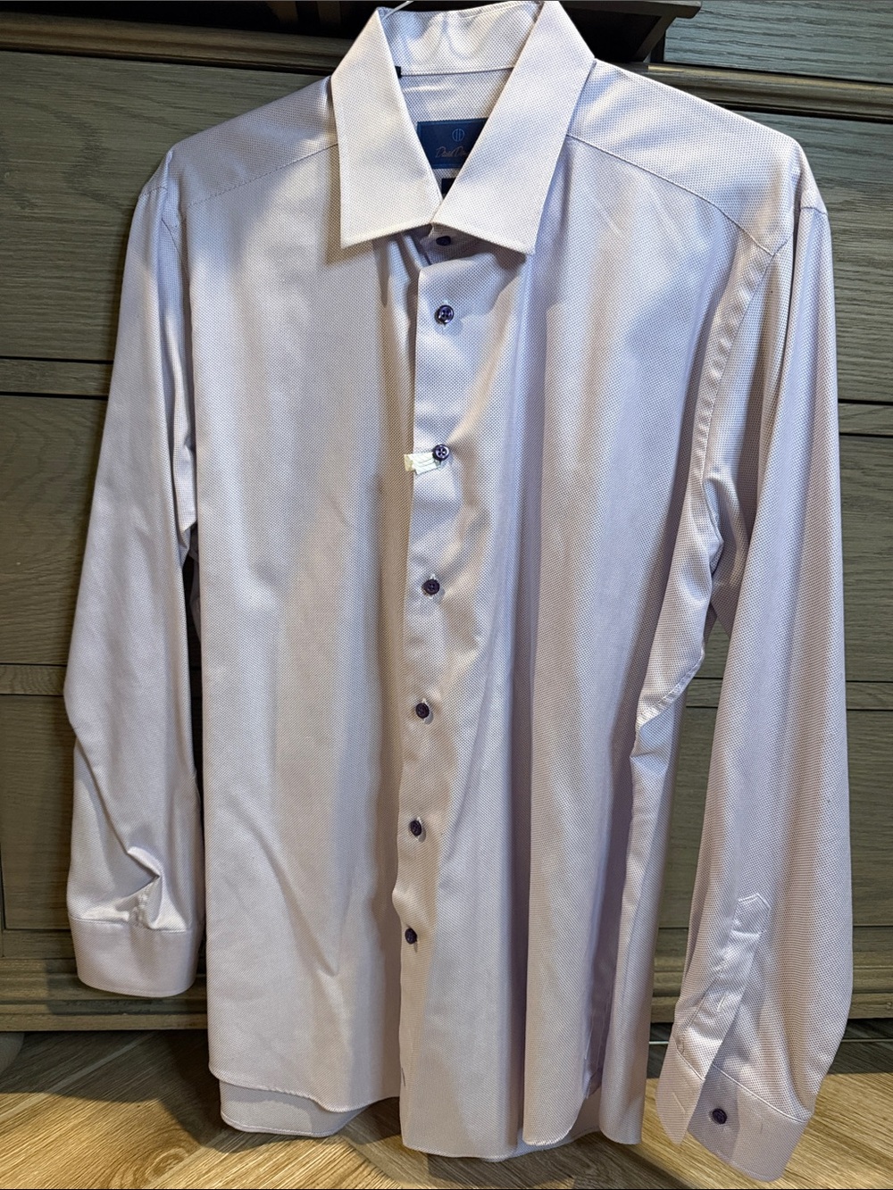 David Donahue Lavender Dress Shirt with Purple Buttons